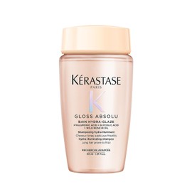 Kérastase Travel Size Shampoo Gloss Absolu Bain Hydra-glaze | Para cabello con Frizz | Experimenta hasta 4 días de control del frizz y brillo intenso | Ácido Hialurónico, el Ácido Glicólico y el Aceite de Rosa Silvestre | 80ml