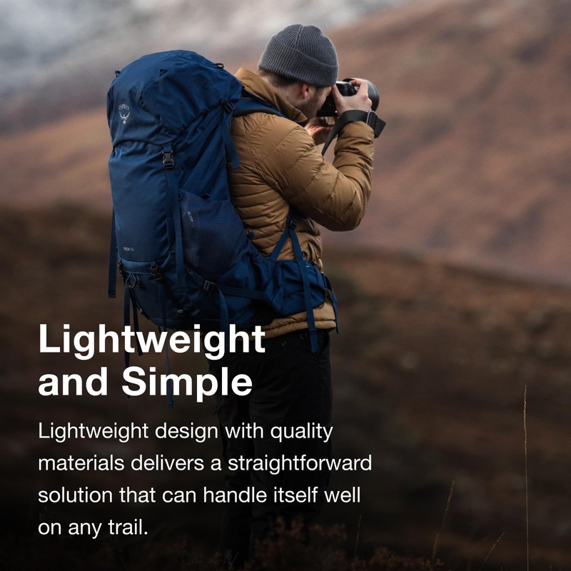 Osprey Rook 50L Men's Backpacking Backpack, Dark Charcoal/Silver Lining