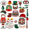 HOWAF 28 PCS Ugly Christmas Sweater Photo booth Props, Happiness