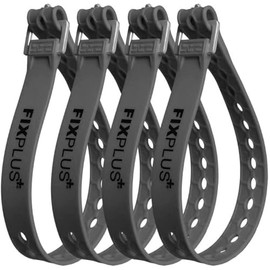 Fixplus Strap Pack of 4, Lashing Strap for Secure, Attaching, Bundling and Lashing, Made of Special Plastic with Aluminium Buckle, 46 cm x 2.4 cm (dark grey)