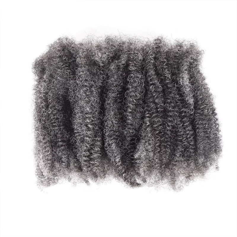 HAPPY&CC 4C Grey Afro Kinky Bulk Human Hair for Mini