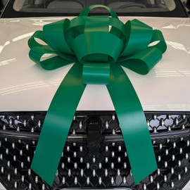 CarBowz Big Green Car Bow, Giant 30" Bow, Non Scratch Magnet, Weather Resistant Vinyl