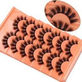 Jozlynn False Eyelashes Fluffy Eyelashes Faux Mink Fake Eyelashes Natural Look Fake Wispy Lash Black Long Soft Reusable 7 Pairs (Black)