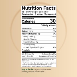 NatureBell Psyllium Husk Fiber Supplement, 9,000mg Per Serving, 3lb (48oz) Powder | Organic Soluble Fiber for Digestive & Gut Health | Plant-Based, Unflavored, Non-GMO, Gluten-Free