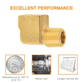 SUNGATOR 90 Degree Barstock Street Elbow, Brass Pipe Fitting, 1/4" NPT Male Pipe x 1/4" NPT Female Pipe, Pneumatic Fitting (2-Pack)