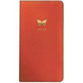2025 Stylish Orange Soft Cover Slime Wallet Diary Week to View Silver Butterfly