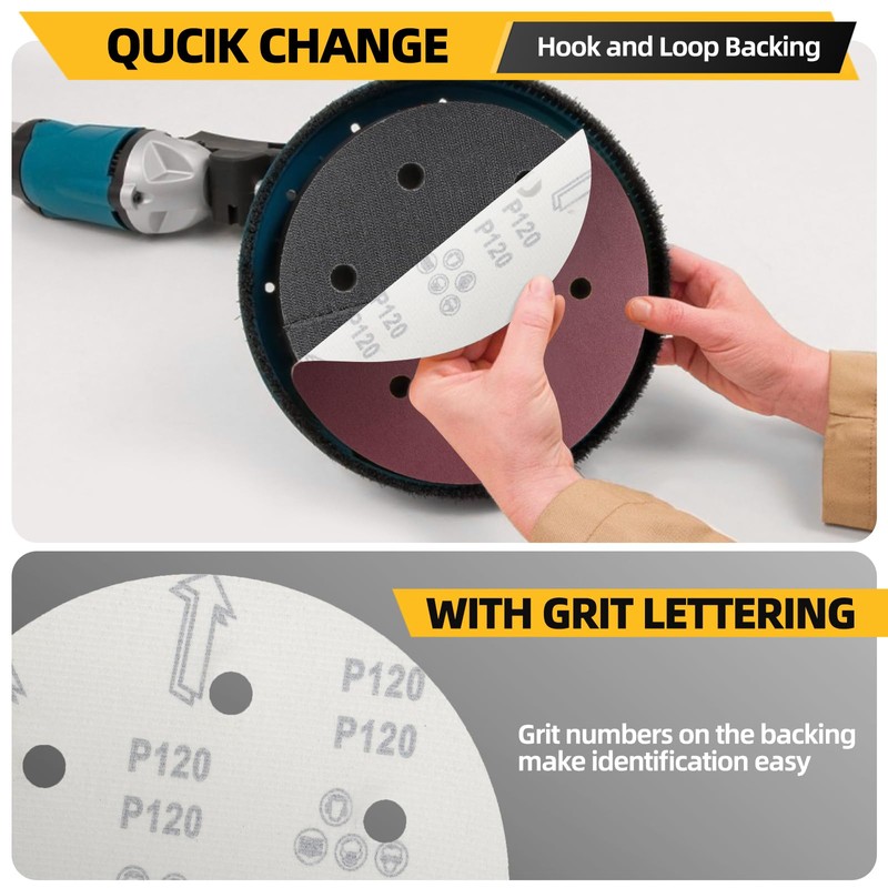 50pcs 9 inch 6 Hole Sanding Discs Set -10 Each