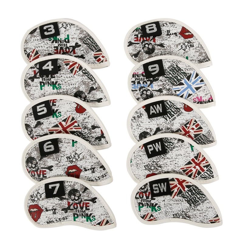 Leather Golf Club Iron Head Covers 10 Piece Set Union