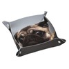 Cute Pug Dog Print Leather Vanity Tray Desktop Storage Organizer