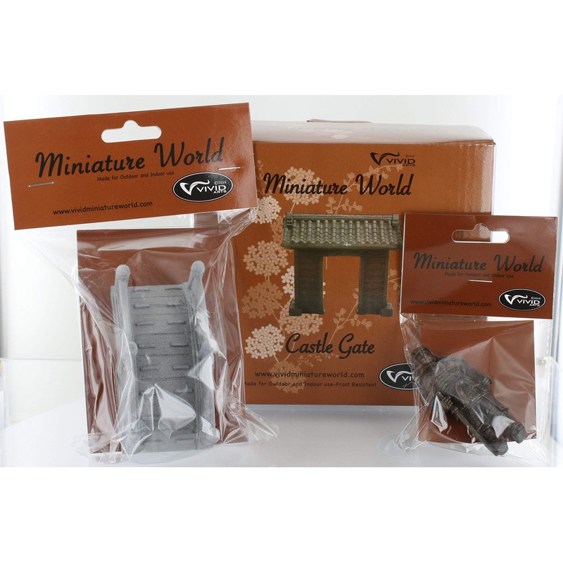 Coingallery Miniature World Japanese Castle Gate Stone Bridge and Bronze