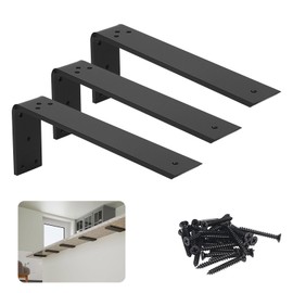 LCGP Countertop Support Brackets, 3-Pack 16" Solid Heavy Duty Steel Hidden L-Shaped Kitchen Island Countertop Brackets for Granite, Quartz, Marble,Concrete and Laminate Countertop DIY Projects