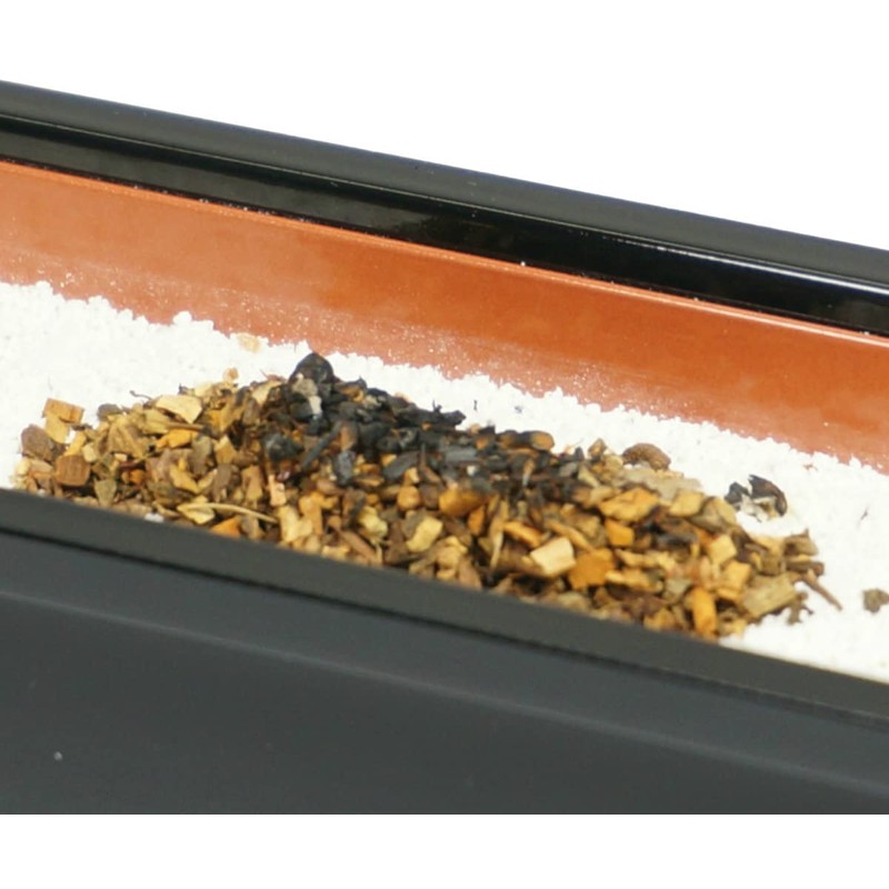 Sun Meni Long Incense Burner, Black, Lotus Pattern, 6.0 inches