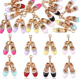 Airssory 16Pcs 8 Colors Ballet Toe Shoe Small Charms with Crystal Rhinestone Assorted Lot for Earring Bracelet Necklace Jewellery DIY Craft Making - 26.5x16mm