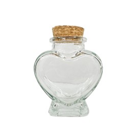 Glass Jar Bottle with Cork Lid, Great for DIY'S, Decoration and Party Favors (Heart Shape - 3-1/4" Inch)