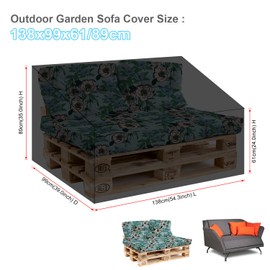 SanGlory Garden Couch Cover for 2-3 Seater Lounge Sofa Outdoor Lounge Cover Rattan Sofa Protective Cover Waterproof Garden Bench Cover for Garden Sofa, Patio Sofa Tarpaulin, 180 x 99 x 61/89 cm