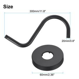 uxcell Shower Head Extension Arm with Flange 300mm(11.8") Length Stainless Steel Shower Head Extender Straight Pipe Fitting Pipe Extension for Bathroom (Matte Black,S Shaped)