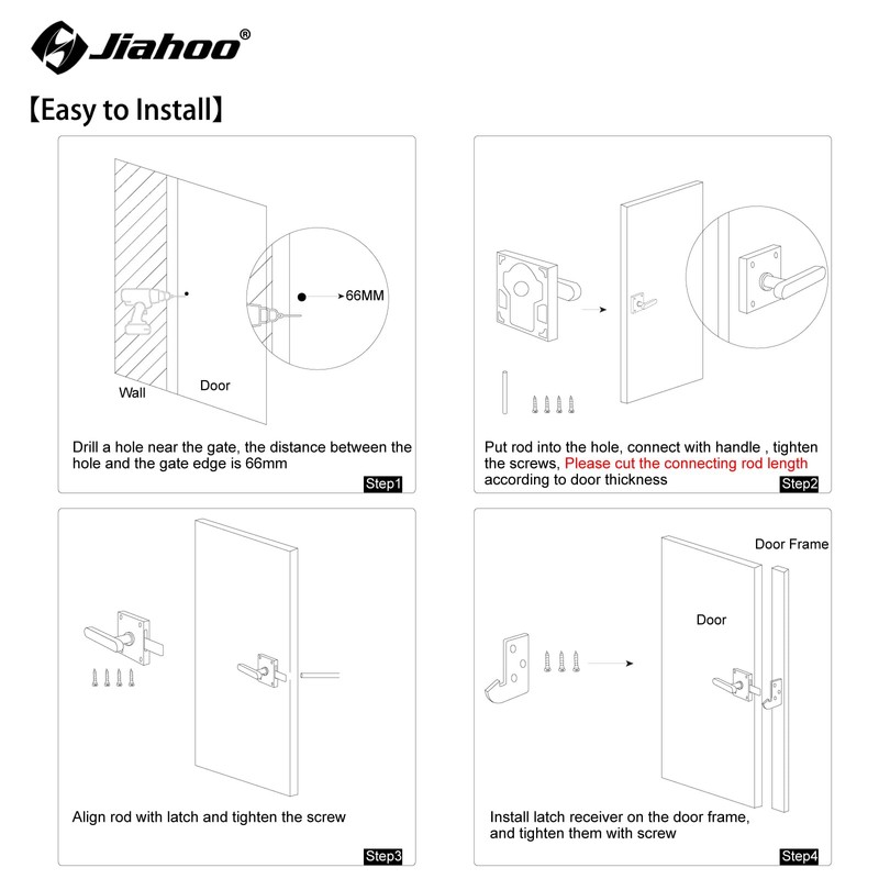 JIAHOO Double Side Gate Latch, Aluminum Self-Locking Gate Latch for