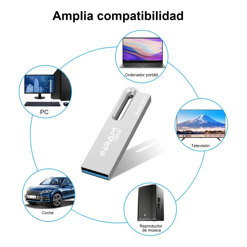Kit 2 Memoria Usb 3.0 U311 128gb Alta Velocidad Plateado