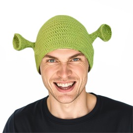 Norhogo Wool Knitting Hat, Green Monster Knitting Hat, Funny Hats, Cosplay Anime Prop Knitting Hats, for Christmas, Carnival Party for Men and Women, Green, Green