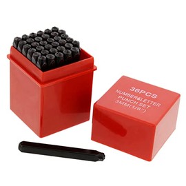ABN Metal Small 1/8in Stamping 36-Piece Tool Kit – Alphabet, Numbers, Symbols Steel Embossing & Engraving Stamp Set