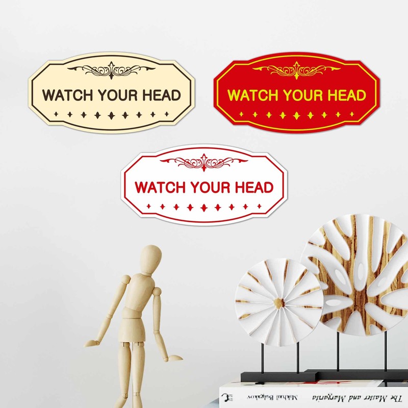 Signs ByLITA Victorian Watch Your Head Sign (Walnut) - Small
