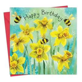 Twizler Birthday Card Daffodils - Mum Birthday Card Dad - Happy Birthday Card for Her or Him - Birthday Cards for Women or Men - Welsh Birthday Card Wales
