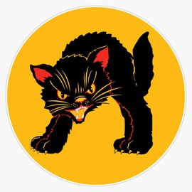 Vintage Retro Fraidy Black Cat Waterproof Vinyl Window Bumper Sticker Decal 5"