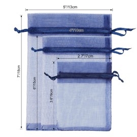 G2PLUS Navy Blue Organza Gift Pouches - 10x15 CM Medium Organza Favor Bags, 100 PCS Wedding Jewelry Bags - Clear Mesh Pouches Perfect for Wedding, Christmas, Birthday, Anniversary