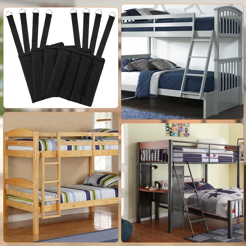 BTSKY 4Pcs Bunk Bed Ladder Pads with 8pcs Adjustable Hook