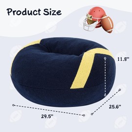 MOMCAYWEX Football Bean Bag Chair for Kids, Cuddly Sherpa, 2.5 feet, Dark Blue