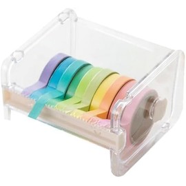 Transparent Visible Washi Packaging Tape Dispenser Cutter Roll Tape Holder Organizer Desktop Office Tape Holder DIY Sticker Roll Tape Cutter Holder Storage Tape Cutting Tape