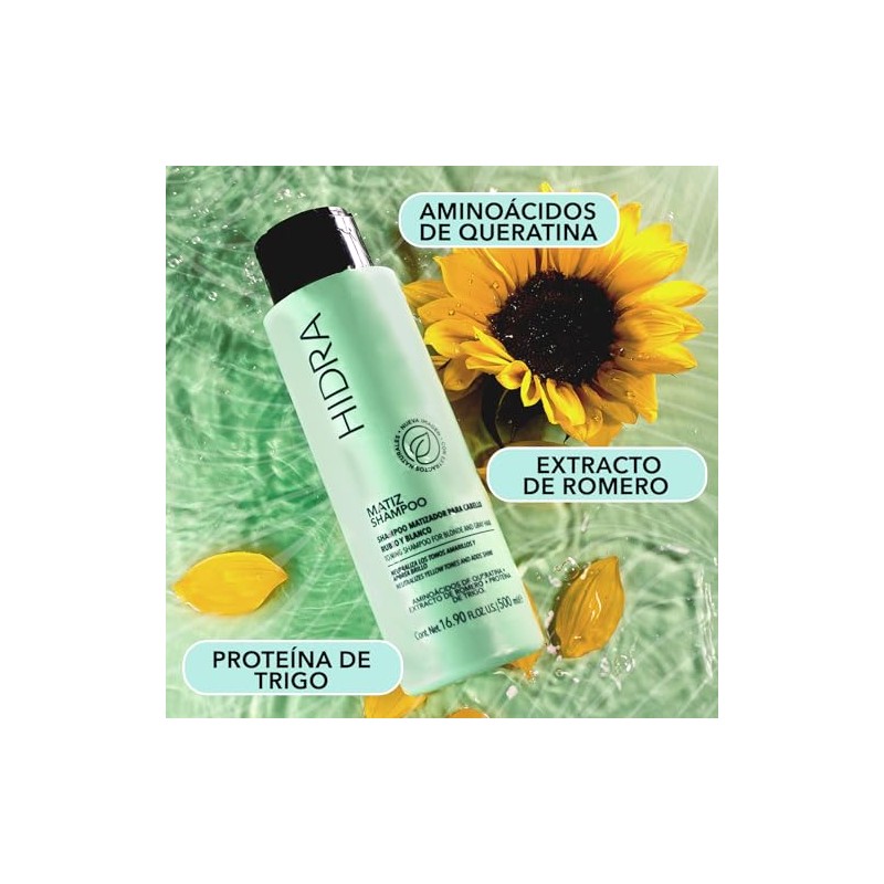 HIDRACOLOR Hidra Matiz Shampoo Neutraliza Tonos, Matiza Cabello Rubio 500ml