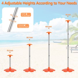 Boat Cover Support Poles System, Adjustable Stainless Steel Boat Support System 16"-59", Pontoon Support System 4-Stage Extension with Rubber Base (Orange 2 Set)
