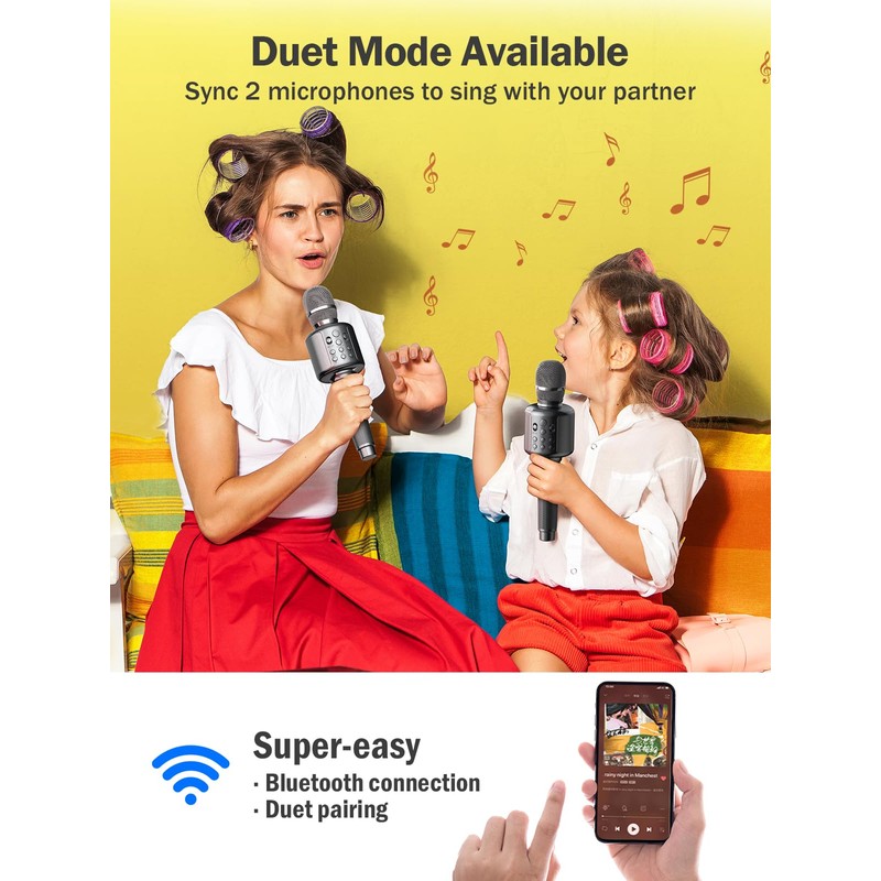 Wireless Bluetooth Karaoke Microphone, Built-in Loud Speaker for 10H Playback,