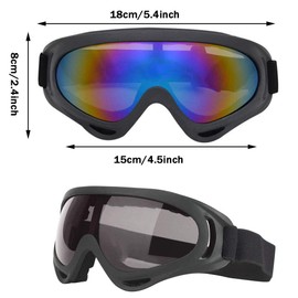 Lepidi Pack of 2 Ski Goggles for Children, Snow Goggles for Skiing, UV Protection, Anti-Fog Ski Goggles, Adjustable Wind Protection, UV Protection, PC Ski Goggles for Daily Leisure, Skiing, Surfing