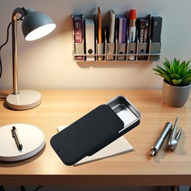 Jowxsx Black Metal Rectangular Empty Mini Tin Box,Mini Iron Box Tinplate Push Candy Pill Cases Bins Jar Food Containers Cookie Jars for Home Organizer(60x34x11mm)