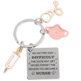 Nurse Graduation Appreciation Keychain, Nurse Assistant Key Chain for Women, Funny Mask Injection Nursing Student Practitioner Presents, Female Doctor Work Week Gift for Birthday Thanksgiving