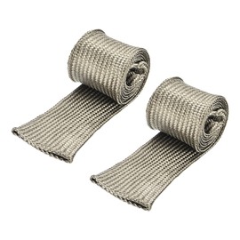 MECCANIXITY 2 Pcs Heat Shield Sleeve, 3/4" ID 3 Feet Heat Sleeve Automotive Wire Heat Shield Fuel Line Heat Shield Sleeve Heat Sleeve Heat Wrap 800 Degree for Wires, Titanium Color