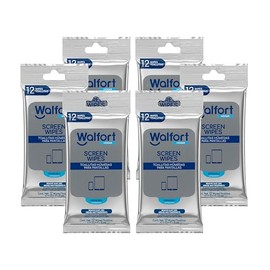 Walfort | Toallitas para Limpiar Pantallas electrónicas. Sin Residuos. Elimina Polvo, Grasa y Bacterias. Ideal para Celulares, Tablets y Laptops. 6 Pack de 12 Toallitas c/u