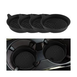 Mandark 4PCS Car Cup Holder Coaster, Silicone Anti-Slip Vehicle Insert Water Bottle Mat, Automotive Interior Insulation Drink Cup Pad Decor Accessories, Universal for SUV, Sedan, Truck (Black)