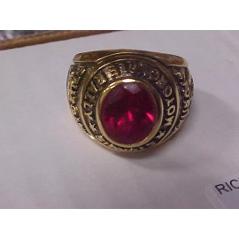 NEW 2004 Sturgis Motorcycle Rally Gold Ring Womens Size 10 Red Stone