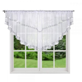 FKL DESIGN Home Deco Balcony Curtain, Voile Curtain with Satin Ribbon, Bedroom, Living Room, Children's Room, Soft Falling Curtain, Modern, 400 x 85 cm, White, LB-271