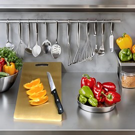 JNXHON Kitchen tools Titanium Cutting Board Stainless steel double-sided Cutting Board, Stainless steel and face pad suitable for Cutting various fruits, seafood, Fish, Vegetables, and Mea (golden)