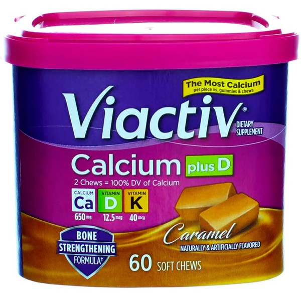 Viactiv, Calcium Plus D, Soft Chews, Caramel - 60 soft chews, Pack of 3