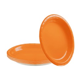YAAVAAW 16Pcs Orange Paper Plates Party Supplies,7" Round Dessert Plates Dinner Luncheon Plates Plates Tableware Creative DIY Paper Plates Solid Color Party Plates for Kids Adults Birthday,Picnic