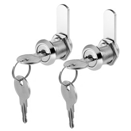 2 Pack Cabinet Cam Lock Keyed Alike 1-1/2" Long Cam Locks 1”Cylinder Cams Locks with Keys for Cabinet Secure Files Drawers RV Storage Lock Tool Box Replacement Set