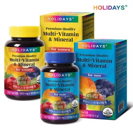 Holidays Multivitamin Mineral For Men + For Women 90 tablets, 1 bottle (3 months supply each) / 홀리데이즈 멀티비타민미네랄 포맨+포우먼 90정 1병 (각3개월분)