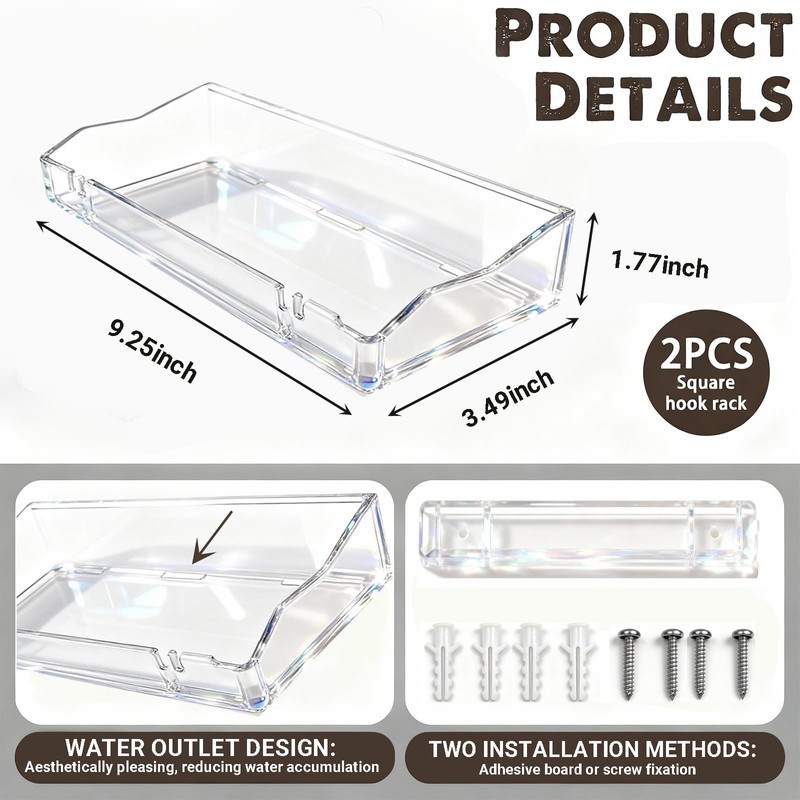 EIIXMSO Floating Shelves for Wall, Acrylic, Clear, 2 Count