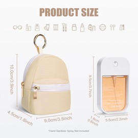 Playexen Hand Sanitizer Spray Case Compatible with T0uch-land, Hand Sanitizer Holder Bag with Ring Buckle, Mini Zippered Pouch for Glow Mist and Power Mist (Beige)