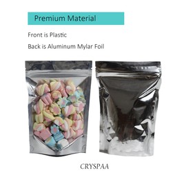 CRYSPPA Stand Up Resealable Mylar Bags with Front Clear Window, Aluminum Foil Bags for Food,Candy, Pouch Bags with Gusset Bottom and Heat Sealable for Food Storage (100, 5x8)